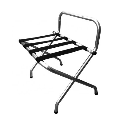 Chrome  luggage rack with backrest for hotels furniture