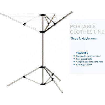 Portable Quickly Open Outdoor Clothes Rack Three Foldable Arms